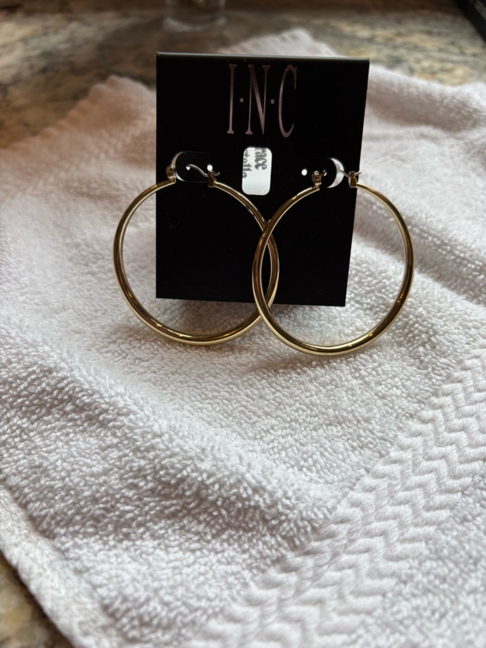 INC International Concepts Shiny Gold Hoop Earrings - Medium Round Hoops